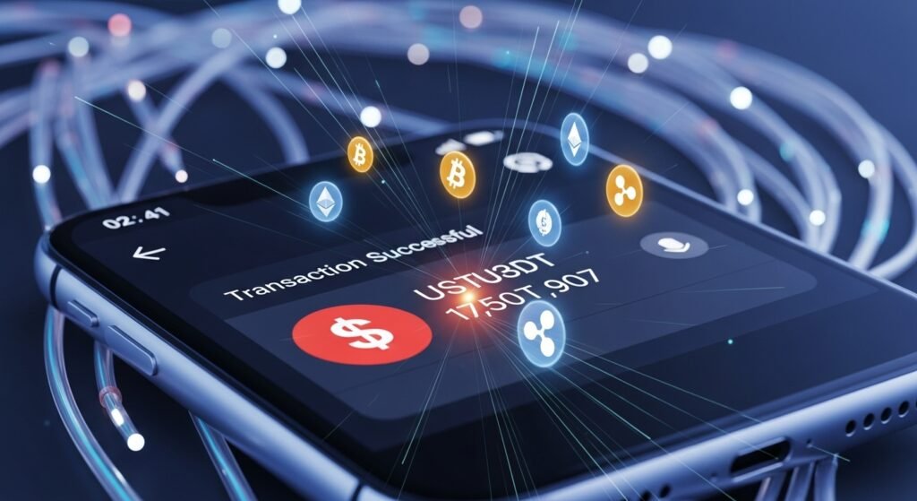 테더 USDT를 활용한 실시간 빠른 출금 시스템 도식화